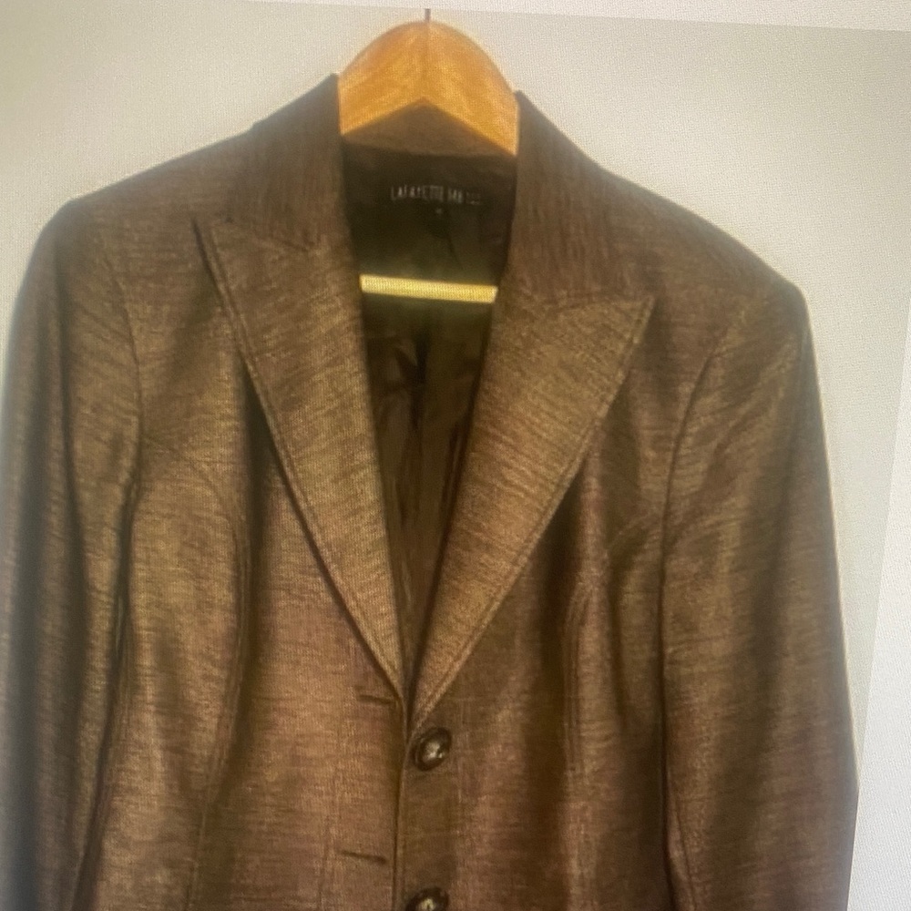 LAFAYETTE 148 NEW YORK Women’s Metallic Brown Textured Blazer Size 10 Old Money